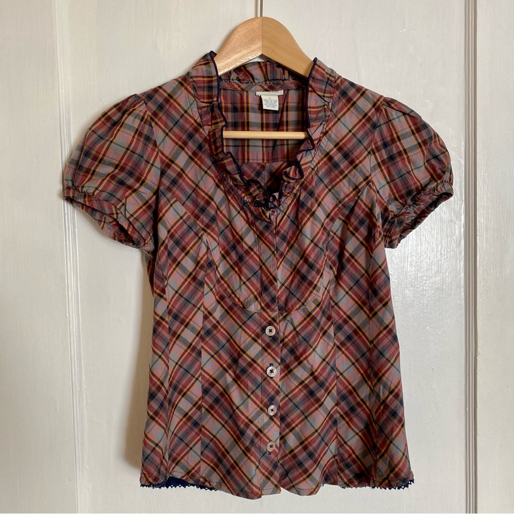 Anthropologie Odille Fitted Autumnal Blouse Size 2